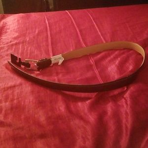 MEN'S MERONA BLACK LEATHER DRESS BELT LARGE 36-40!